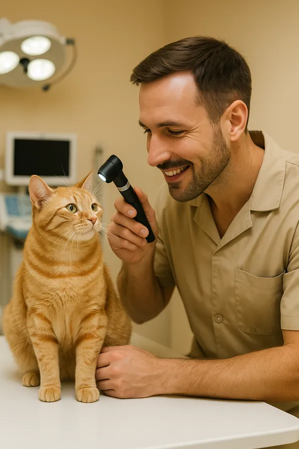 Tierarzt untersucht eine Katze